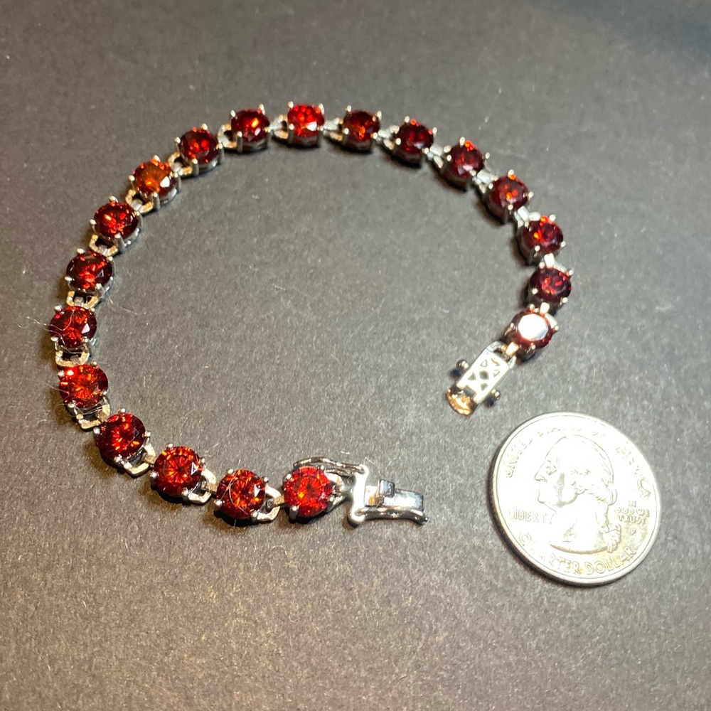 * Brilliant Round 16.50 ct Ruby Tennis Bracelet Sterling Silver